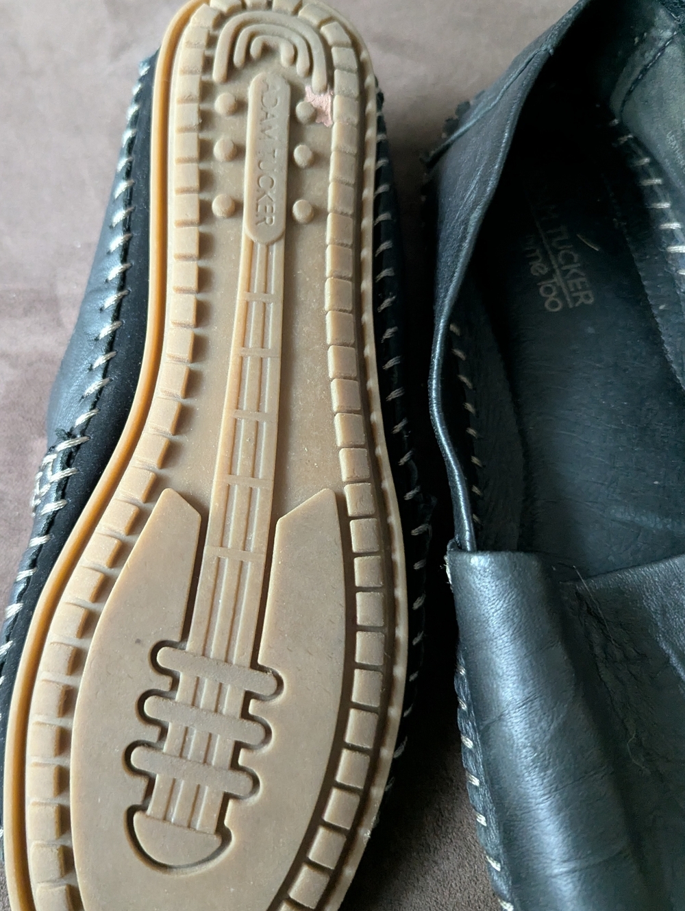 Adam Tucker Me Too Solo Black Leather Loafers Women’s Size 9M Slip On Moc Flats - Picture 4 of 5
